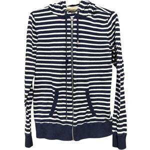 Michael Kors Hoodie Size S Blue White Pink Full Zip Hooded Long Sleeve FLAW